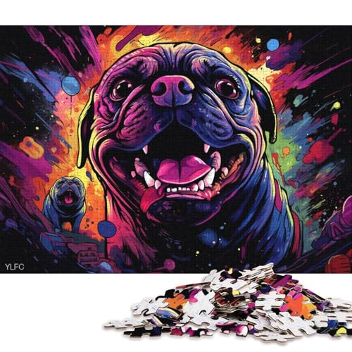 Puzzle für Erwachsene, Wütender Bulldogge, 1000-teiliges Puzzle, Holzpuzzle, Puzzles für 12-Jährige, Spielzeug-Wanddekoration 75x50cm/1000 Teile von LiJianXXL