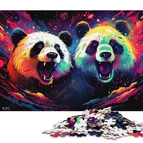 Puzzle für Erwachsene, Wütender Panda, 1000-teiliges Puzzle, Kartonpuzzle, Puzzle für 12-Jährige, Spielzeug-Wanddekoration 38x26cm/1000 Teile von LiJianXXL