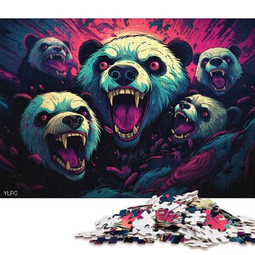 Puzzle für Erwachsene, Wütender Panda, 1000-teiliges Puzzle, Kartonpuzzle für Erwachsene und Kinder ab 12 Jahren, entspannendes, geistiges und pädagogisches Spielzeug 38x26cm/1000 Teile von LiJianXXL