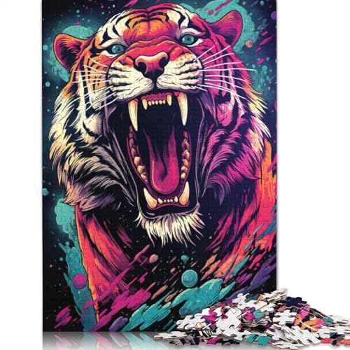 Puzzle für Erwachsene, Wütender Tiger, 1000-teiliges Puzzle, Holzpuzzle für Erwachsene und Kinder ab 12 Jahren, tolle Geschenke zu Weihnachten, 75 x 50 cm von LiJianXXL