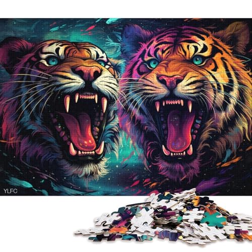 Puzzle für Erwachsene, Wütender Tiger, 1000-teiliges Puzzle für Erwachsene und Kinder, Holzpuzzle für Erwachsene und Kinder, Geschenkideen 75x50cm/1000 Teile von LiJianXXL