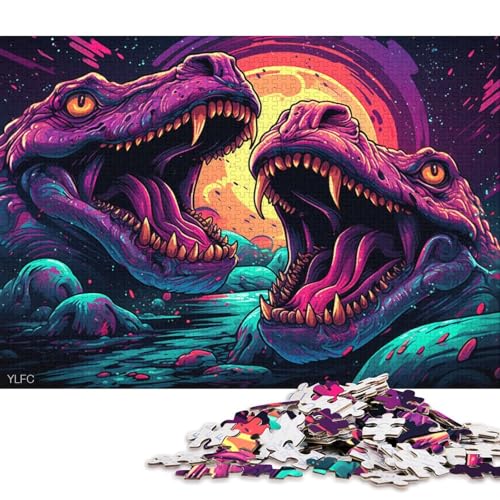 Puzzle für Erwachsene, Wütendes Nilpferd, 1000-teiliges Puzzle, Holzpuzzle, Puzzles für 12-Jährige, Spielzeug-Wanddekoration 75x50cm/1000 Teile von LiJianXXL