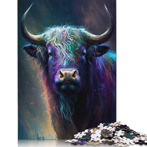 Puzzle für Erwachsene, Yak-Tier-Graffiti, 1000 Teile, Puzzle, Holzpuzzle, geeignet für Erwachsene und Kinder über 12 Jahre, Familiendekoration, 75 x 50 cm von LiJianXXL