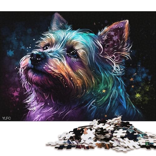 Puzzle für Erwachsene, Yorkshire-Terrier-Hund, 1000-teiliges Puzzle, Kartonpuzzle für Erwachsene und Kinder, Lernspiel (Größe 38 * 26 cm) von LiJianXXL