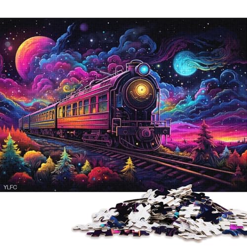 Puzzle für Erwachsene, Zug im Weltraum, 1000-teiliges Puzzle, Kartonpuzzle, Puzzle für 12-Jährige, Spielzeug-Wanddekoration 38x26cm/1000 Teile von LiJianXXL