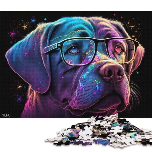 Puzzle für Erwachsene, Zwillings-Labrador mit Brille, 1000-teiliges Puzzle, Lernspiele, Kartonpuzzle für Erwachsene und Kinder ab 12 Jahren, Spielspielzeug (Größe 38 * 26 cm) von LiJianXXL