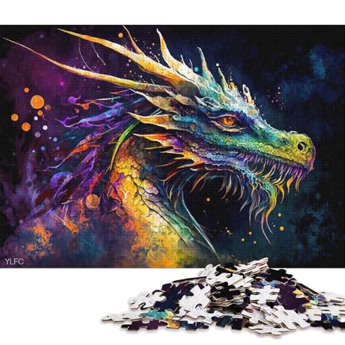 Puzzle für Erwachsene, Zwillings-Puzzle, bunter Drache, 1000 Teile, Lernspiele, Holzpuzzle für Erwachsene und Kinder ab 12 Jahren, Spielspielzeug (Größe 75 * 50 cm) von LiJianXXL