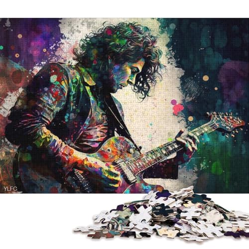 Puzzle für Erwachsene, Zwillings-Puzzle mit Buntem Gitarrenspieler, 1000 Teile, Lernspiele, Kartonpuzzle für Erwachsene und Kinder ab 12 Jahren, Spielspielzeug (Größe 38 * 26 cm) von LiJianXXL