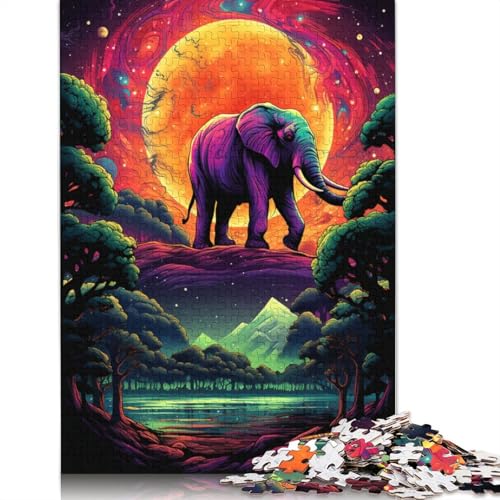 Puzzle für Erwachsene, bunter Elefant, 1000 Teile, Puzzle aus Holz, geeignet für Erwachsene und Kinder über 12 Jahre, Familiendekoration, 75 x 50 cm von LiJianXXL