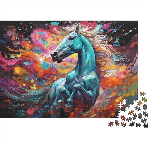 Puzzle für Erwachsene, buntes, hübsches Pferd, Puzzle für Erwachsene, 1000 Teile, Holzpuzzle für Jugendliche und Kinder, tolles Geschenk für Erwachsene, 50 x 75 cm von LiJianXXL