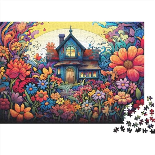 Puzzle für Erwachsene, buntes Blumenhaus, Puzzle 1000 Teile für Erwachsene, Holzpuzzle für Erwachsene und Kinder ab 12 Jahren, schwierig und herausfordernd, 50 x 75 cm von LiJianXXL