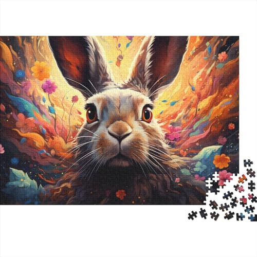 Puzzle für Erwachsene, buntes Kaninchen, lustiges Puzzle für Erwachsene, 1000-teiliges Holzpuzzle für Erwachsene und Kinder, toll, 50 x 75 cm von LiJianXXL