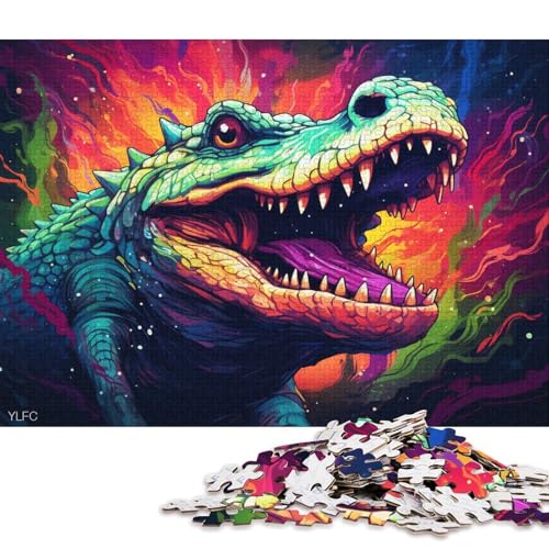 Puzzle für Erwachsene, buntes Krokodil, 1000-teiliges Puzzle, Holzpuzzle für Erwachsene und Kinder ab 12 Jahren, entspannendes, geistiges Lernspielzeug 75x50cm/1000 Teile von LiJianXXL