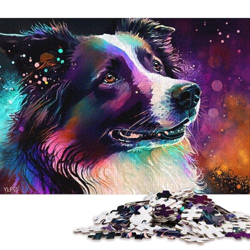 Puzzle für Erwachsene, farbenfrohe Border Collies, 1000-teiliges Puzzle aus Karton, Puzzle für Kinder ab 12 Jahren, Lernspielzeug (Größe 38 * 26 cm) von LiJianXXL