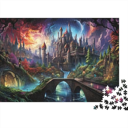 Puzzle für Erwachsene, farbenfrohe Psychedelia im Valley Castle, 1000-teiliges Puzzlespiel, Holzpuzzle für Erwachsene und Kinder, Geschenk für Erwachsene und Kinder, 50 x 75 cm von LiJianXXL