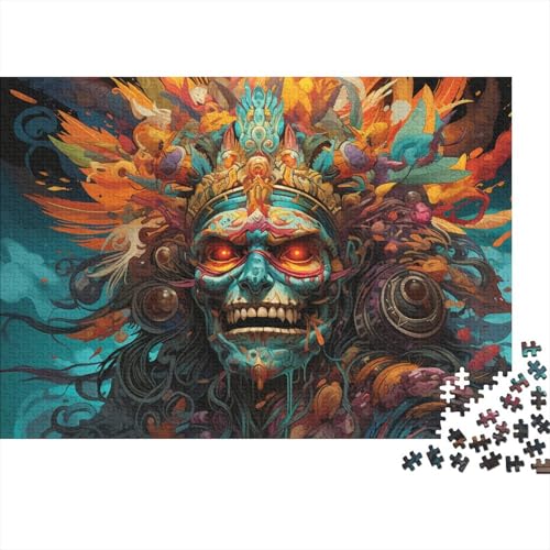 Puzzle für Erwachsene, farbenfrohe indische Krieger-Malkunst, 1000 Teile, Puzzlespielzeug, Holzpuzzle, geeignet für Kinder ab 12 Jahren, anspruchsvolles Spiel, 50 x 75 cm von LiJianXXL