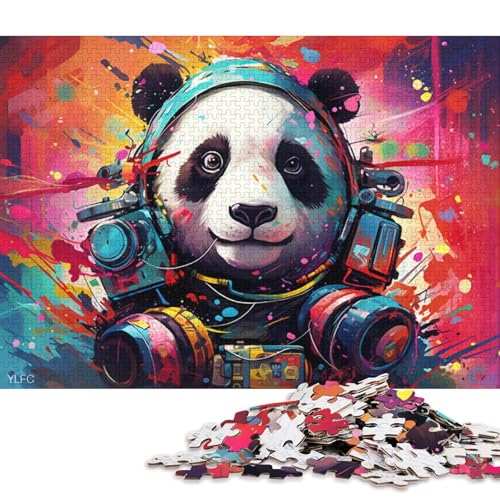 Puzzle für Erwachsene, farbenfrohes Roboter-Panda-Puzzle für Erwachsene, 1000-teiliges Holzpuzzle für Erwachsene und Kinder ab 12 Jahren, Heimkunstdekor 75x50cm/1000 Teile von LiJianXXL