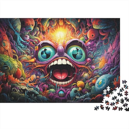 Puzzle für Erwachsene, farbenfrohes Synthwave-Monster-Puzzle 1000 Teile für Erwachsene, Holzpuzzle für Erwachsene und Kinder ab 12 Jahren, schwierig und anspruchsvoll, 50 x 75 cm von LiJianXXL