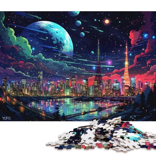 Puzzle für Erwachsene, farbenfrohes Tokio, Japan, 1000-teiliges Puzzle, Kartonpuzzle, Puzzles für 12-Jährige, Spielzeug-Wanddekoration 38x26cm/1000 Teile von LiJianXXL