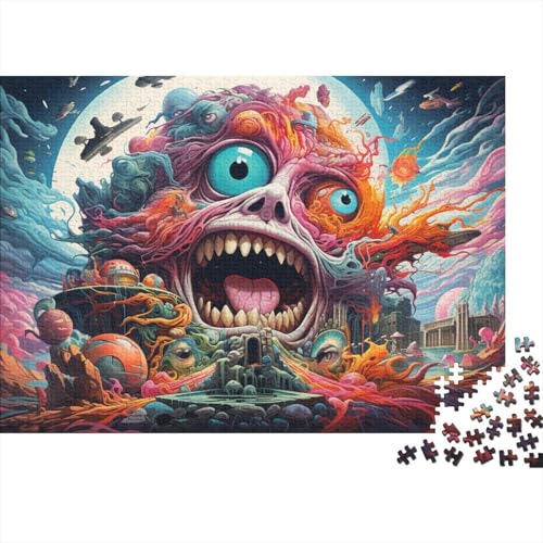 Puzzle für Erwachsene, farbenfrohes psychedelisches Monster-Puzzle, 1000 Teile, für Erwachsene, Holzpuzzle für Erwachsene und Kinder ab 12 Jahren, schwierig und herausfordernd, 50 x 75 cm von LiJianXXL