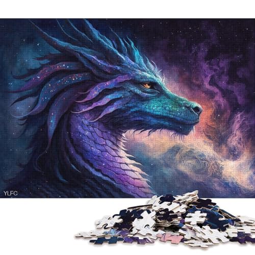 Puzzle für Erwachsene, kosmische Galaxie, chinesischer Drache, 1000-teiliges Puzzle, Holzpuzzle für Kinder ab 12 Jahren, Lernspielzeug (Größe 75 * 50 cm) von LiJianXXL