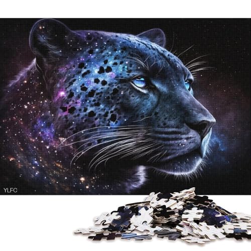 Puzzle für Erwachsene, kosmische Galaxie, schwarzer Leopard, 1000 Teile, Puzzle für Erwachsene, Geschenke, Holzpuzzle für Kinder ab 12 Jahren, Lernspiel, Herausforderungsspielzeug (Größe 75 * 50 cm) von LiJianXXL