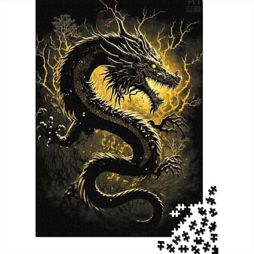 Puzzle für Erwachsene, schöner Goldener Drache, 1000-teiliges Puzzle, Holzpuzzle für Erwachsene und Kinder ab 12 Jahren, Spielzeug, Denkspiel (Größe 75 x 50 cm) von LiJianXXL