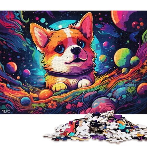 Puzzle für Erwachsene, süßes Tier-Corgi, 1000-teiliges Puzzle, Holzpuzzle, Puzzles für 12-Jährige, Spielzeug-Wanddekoration 75x50cm/1000 Teile von LiJianXXL