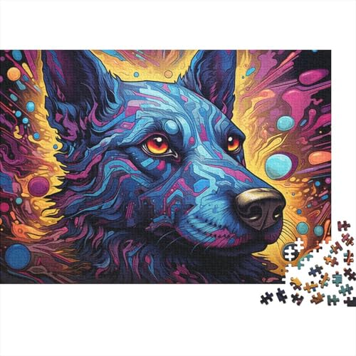 Puzzle für Erwachsene 1000 Psychedelic Color Wolf Puzzle für Erwachsene Holzpuzzle Lernspiel 50x75 cm von LiJianXXL