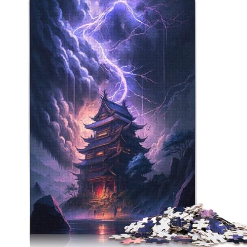 Puzzle für Erwachsene 1000 Teile, Fantasie-Puzzle mit japanischem Tempel, Holzpuzzle für Erwachsene, Familienspiele (Größe 75 * 50 cm) von LiJianXXL