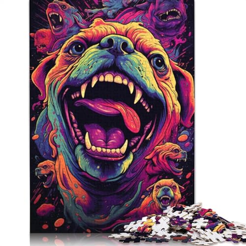 Puzzle für Erwachsene 1000 Teile, Wütender Bulldogge-Puzzle, Geschenk, Holzpuzzle, Lernspiel, Herausforderungsspielzeug, 75 x 50 cm von LiJianXXL