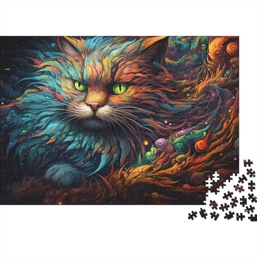 Puzzle für Erwachsene 1000 Teile Buntes psychedelisches Maine-Coon-Katzen-Puzzle für Erwachsene Holzpuzzle Lernpuzzle Familienspiel 50x75 cm von LiJianXXL