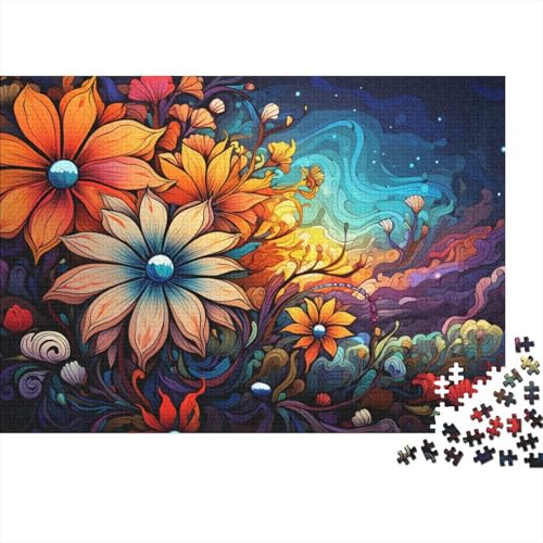 Puzzle für Erwachsene 1000 Teile Geheimnisvolle Bunte Blumen Puzzle für Erwachsene Holzpuzzle Lernspielzeug 50x75 cm von LiJianXXL