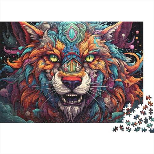 Puzzle für Erwachsene 1000 Teile Psychedelisches Farbtier Puzzle für Erwachsene Holzpuzzle Lernspielzeug 50x75 cm von LiJianXXL