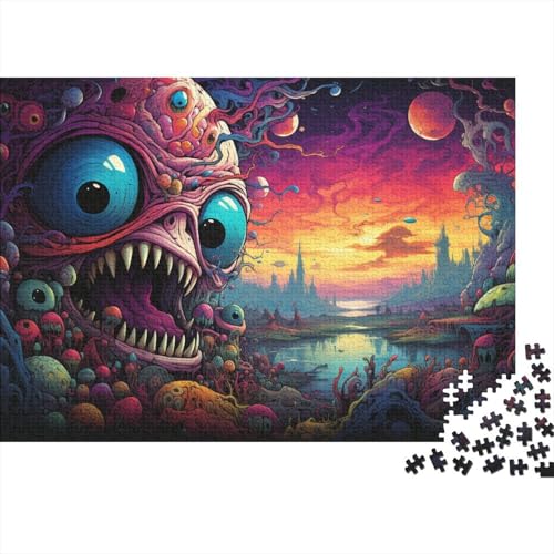 Puzzle für Erwachsene 1000 Teile Stellen Sie Sich farbenfrohe psychedelische Monster vor. Puzzle für Erwachsene, Holzpuzzle, Lernspielzeug, 50 x 75 cm von LiJianXXL