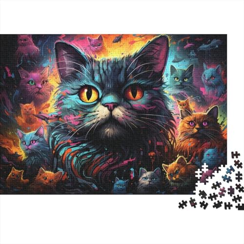 Puzzle für Erwachsene Bizarre Fantasy-Katze Puzzle für Erwachsene 1000-teiliges Holzpuzzle Geeignet für Erwachsene und Kinder über 12 Jahre Anspruchsvoll 50x75 cm von LiJianXXL