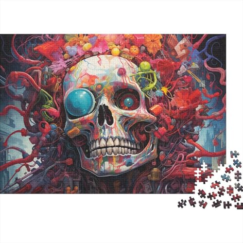 Puzzle für Erwachsene Bunte Psychedelia mechanischer Skelette 1000 Teile Puzzlespielzeug Holzpuzzle Geeignet für Kinder ab 12 Jahren Anspruchsvolles Spiel 50x75 cm von LiJianXXL