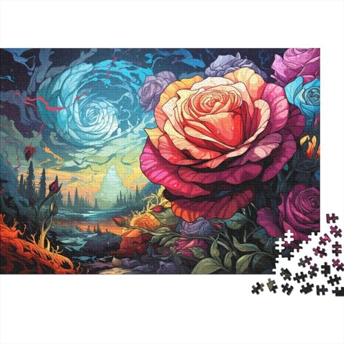 Puzzle für Erwachsene Die farbenfrohe Psychedelie der Alpenrosen, Puzzle 1000 Teile für Erwachsene, Holzpuzzle für Kinder ab 12 Jahren, zur Heimdekoration, 50 x 75 cm von LiJianXXL