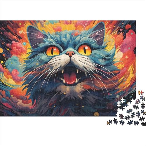 Puzzle für Erwachsene Fantasie Bunte Kunstkatze 1000 Teile Puzzlespielzeug Holzpuzzle Geeignet für Kinder ab 12 Jahren Anspruchsvolles Spiel 50x75 cm von LiJianXXL