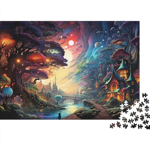 Puzzle für Erwachsene Fantasy Mushroom World 1000 Teile Puzzlespielzeug Holzpuzzle Geeignet für Kinder ab 12 Jahren Anspruchsvolles Spiel 50x75 cm von LiJianXXL