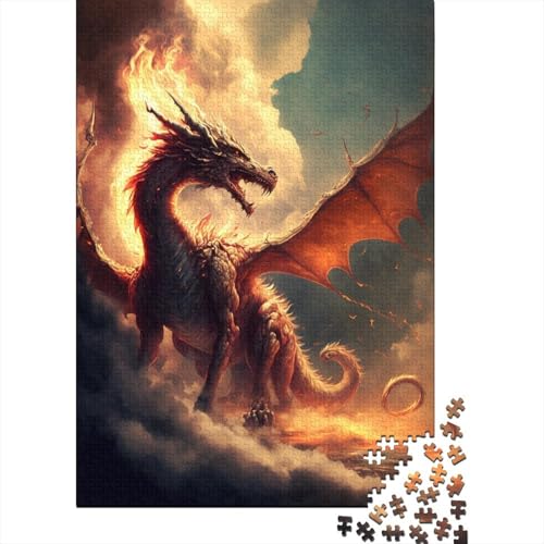 Puzzle für Erwachsene Feuerdrache im Himmel, 1000-teiliges Puzzle, Holzpuzzle für Erwachsene und Kinder ab 12 Jahren, Spielzeug, Denkspiel (Größe 75 x 50 cm) von LiJianXXL