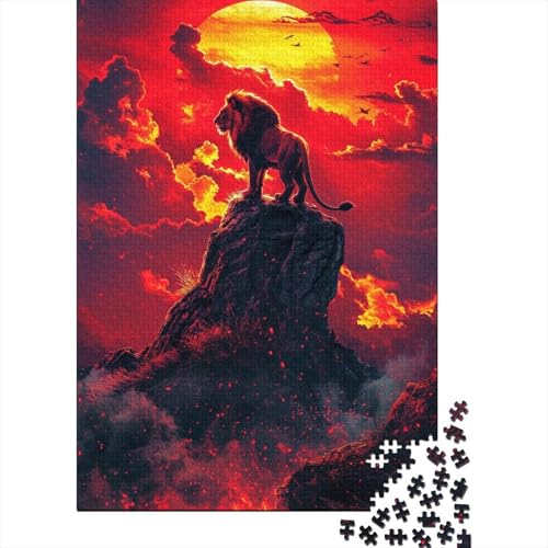 Puzzle für Erwachsene Löwen bei Sonnenuntergang, 1000-teiliges Puzzle, Holzpuzzle für Erwachsene und Kinder ab 12 Jahren, Spielzeug, Denkspiel (Größe 75 x 50 cm) von LiJianXXL