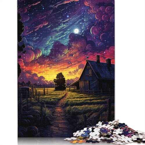 Puzzle für Erwachsene Psychedelic Space Farm, 1000-teiliges Puzzle, Kartonpuzzle für Erwachsene und Jugendliche ab 12 Jahren, lustige Spiele für die ganze Familie, 38 x 26 cm von LiJianXXL