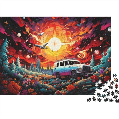 Puzzle für Erwachsene Stellen Sie sich eine farbenfrohe psychedelische Landschaft vor. Puzzle 1000 Teile für Erwachsene. Holzpuzzle für Erwachsene und Kinder ab 12 Jahren. Schwierig und herausfordernd von LiJianXXL