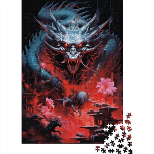 Puzzle für Erwachsene im japanischen Stil, Drache, 1000-teiliges Puzzle, Holzpuzzle für Erwachsene und Kinder ab 12 Jahren, Spielzeug, Denkspiel (Größe 75 x 50 cm) von LiJianXXL