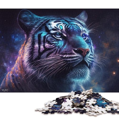 Puzzle für Erwachsene mit 1000 Teilen Kosmisches Galaxie-Tiger-Puzzle für Erwachsene, lustige Puzzlespiele aus Karton (Größe 38 * 26 cm) von LiJianXXL