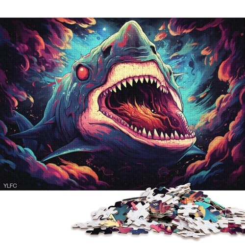 Puzzle für Erwachsene und Jugendliche, Art Shark, 1000-teiliges Puzzle aus Karton für Erwachsene und Jugendliche ab 12 Jahren, Lernspiel für Erwachsene und Kinder 38x26cm/1000 Teile von LiJianXXL