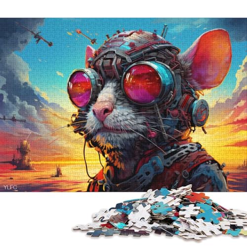 Puzzle für Erwachsene und Jugendliche, Bunte Robotermaus, 1000-teiliges Puzzle, Holzpuzzle für Erwachsene und Jugendliche ab 12 Jahren, Lernspiel für Erwachsene und Kinder 75x50cm/1000 Teile von LiJianXXL