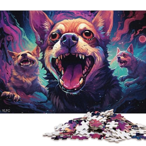 Puzzle für Erwachsene und Jugendliche, Chihuahua im Weltraum, 1000-teiliges Puzzle aus Pappe für Erwachsene und Jugendliche ab 12 Jahren, Lernspiel für Erwachsene und Kinder 38x26cm/1000 Teile von LiJianXXL