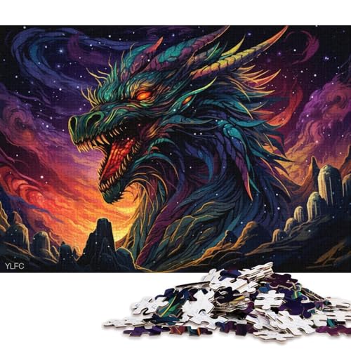 Puzzle für Erwachsene und Jugendliche, Drache im Weltraum, 1000-teiliges Puzzle aus Karton für Erwachsene und Jugendliche ab 12 Jahren, Lernspiel für Erwachsene und Kinder 38x26cm/1000 Teile von LiJianXXL